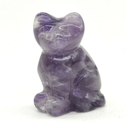 Carved Cat Crystal - Floral Fawna