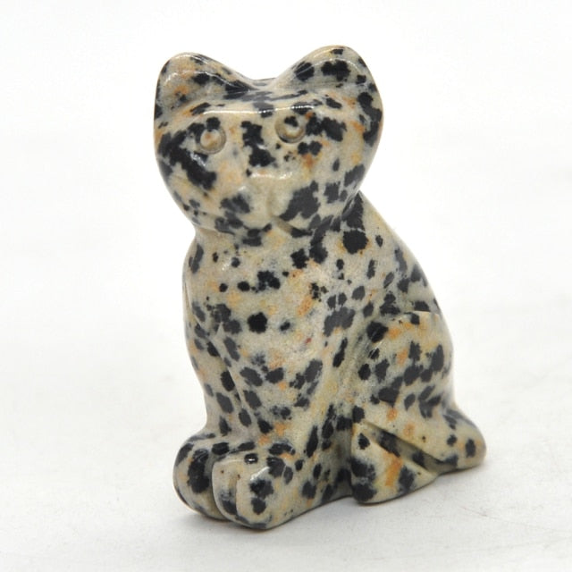 Carved Cat Crystal - Floral Fawna