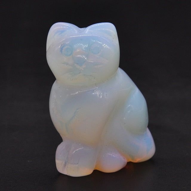 Carved Cat Crystal - Floral Fawna