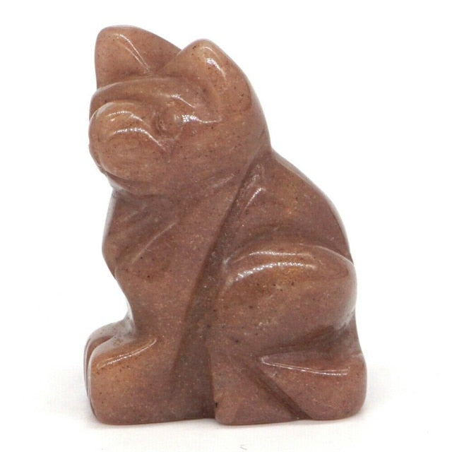 Carved Cat Crystal - Floral Fawna