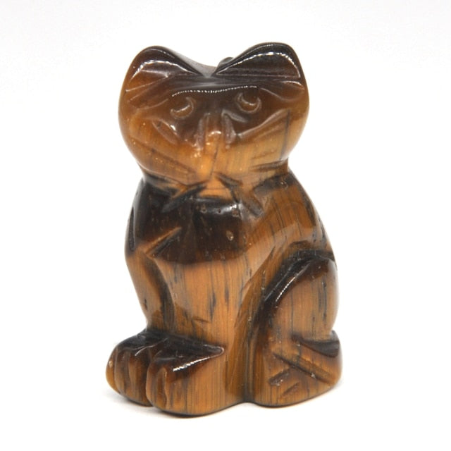 Carved Cat Crystal - Floral Fawna