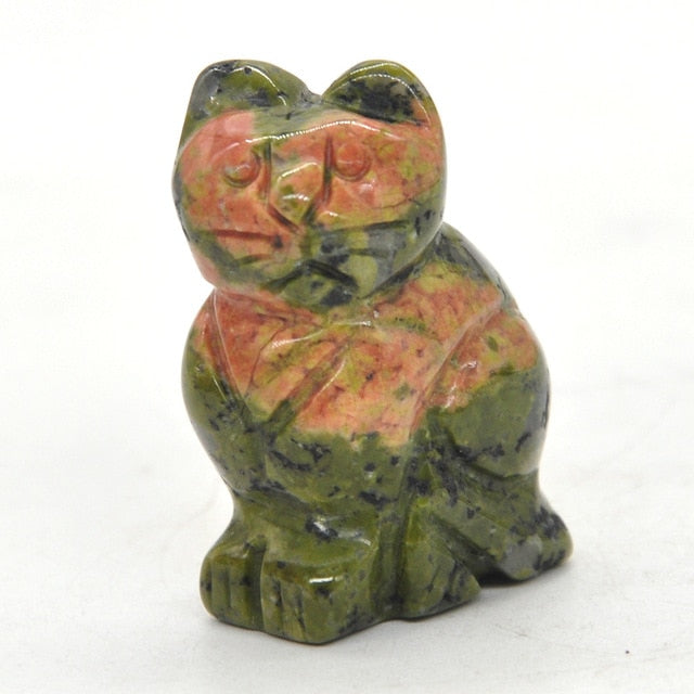 Carved Cat Crystal - Floral Fawna