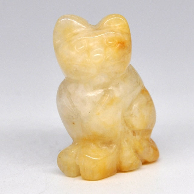 Carved Cat Crystal - Floral Fawna