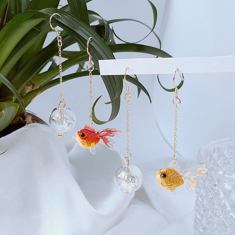 Irregular Goldfish Bubble Dangle Earrings - Floral Fawna