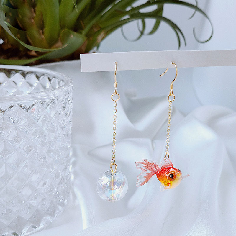 Irregular Goldfish Bubble Dangle Earrings - Floral Fawna