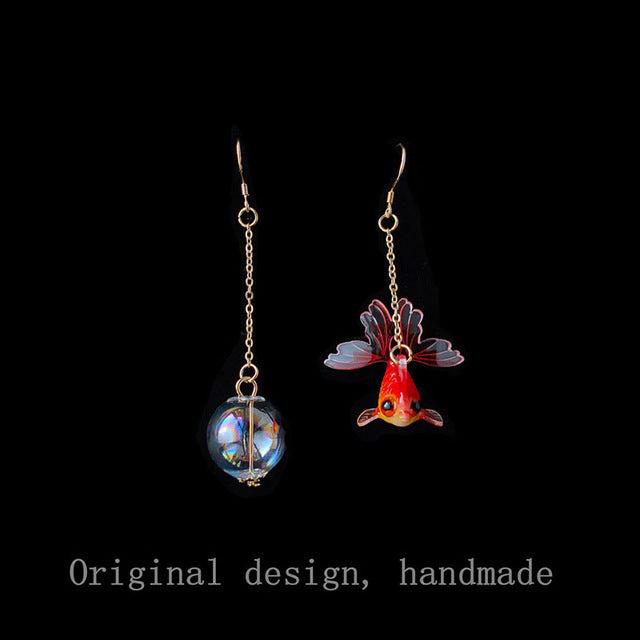 Irregular Goldfish Bubble Dangle Earrings - Floral Fawna