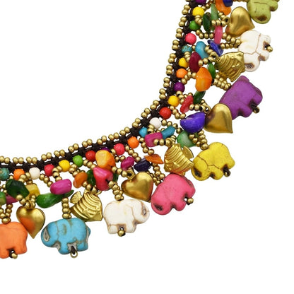 Rainbow Elephant Necklace - Floral Fawna