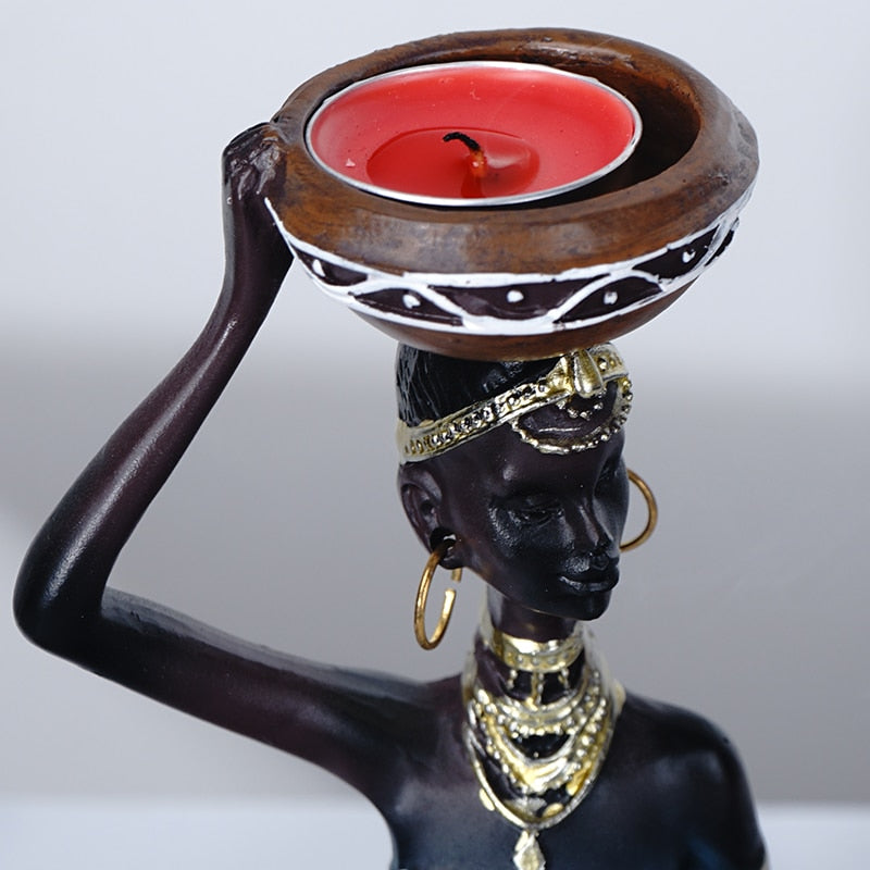 African Figurine Tealight Candle Holders - Floral Fawna