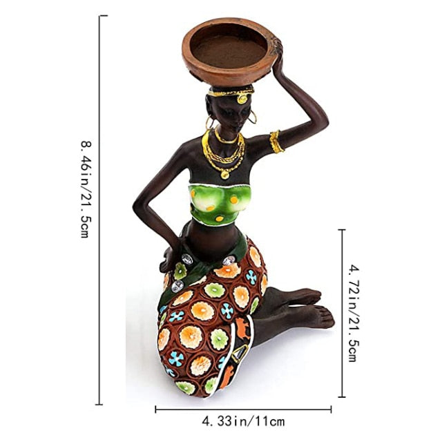 African Figurine Tealight Candle Holders - Floral Fawna