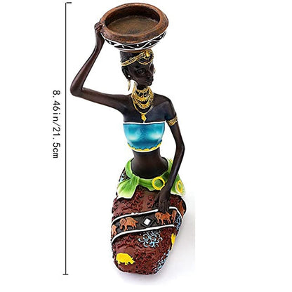 African Figurine Tealight Candle Holders - Floral Fawna