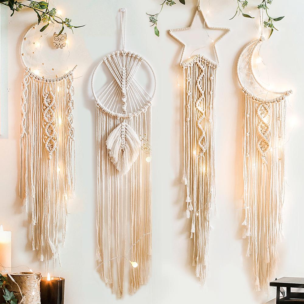 Handmade Moon Or Star Macrame Wall Hanging - Floral Fawna