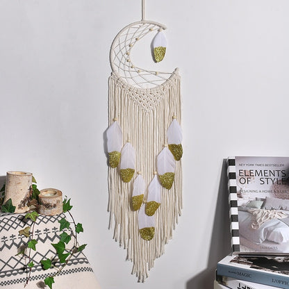 Handmade Moon Or Star Macrame Wall Hanging - Floral Fawna