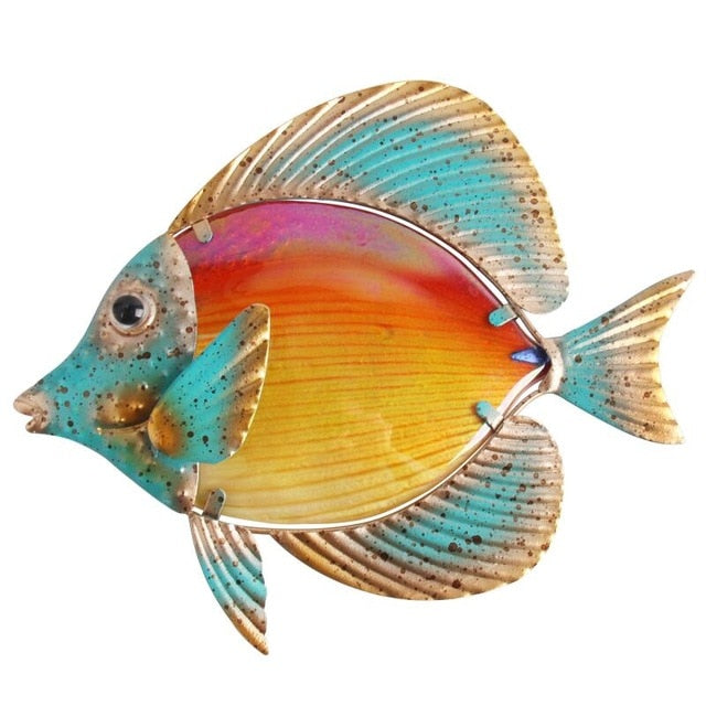 Metal Fish Wall Hanging - Floral Fawna