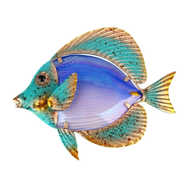 Metal Fish Wall Hanging - Floral Fawna