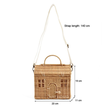 Straw Cottage Basket Bag - Floral Fawna