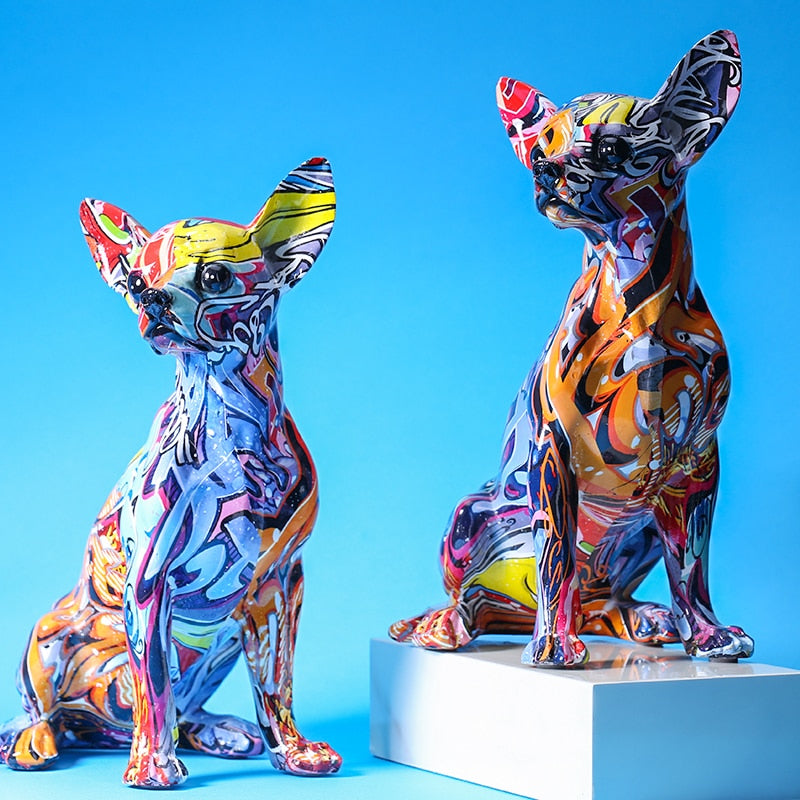 Abstract Chihuahua Statue - Floral Fawna