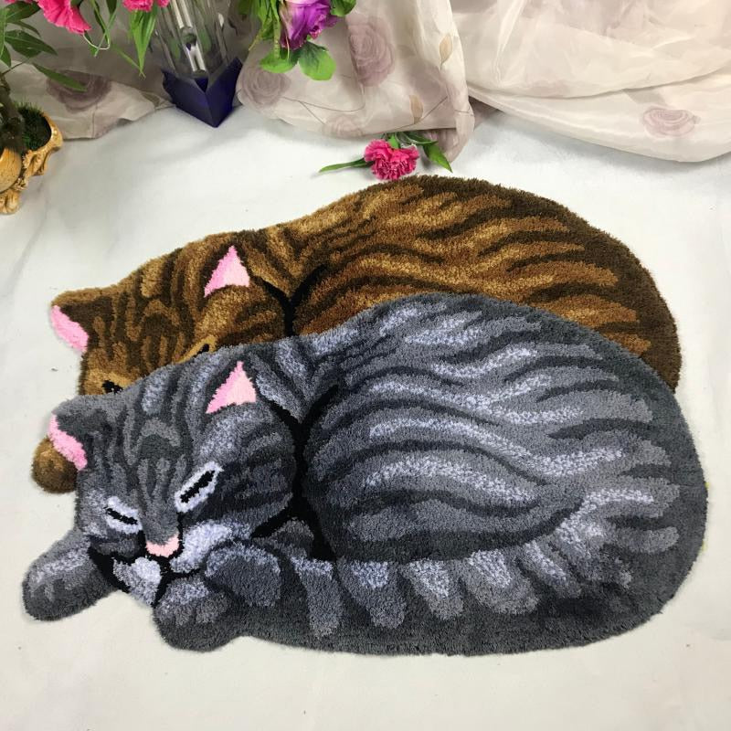 Striped Tabby Cat Rug - Floral Fawna