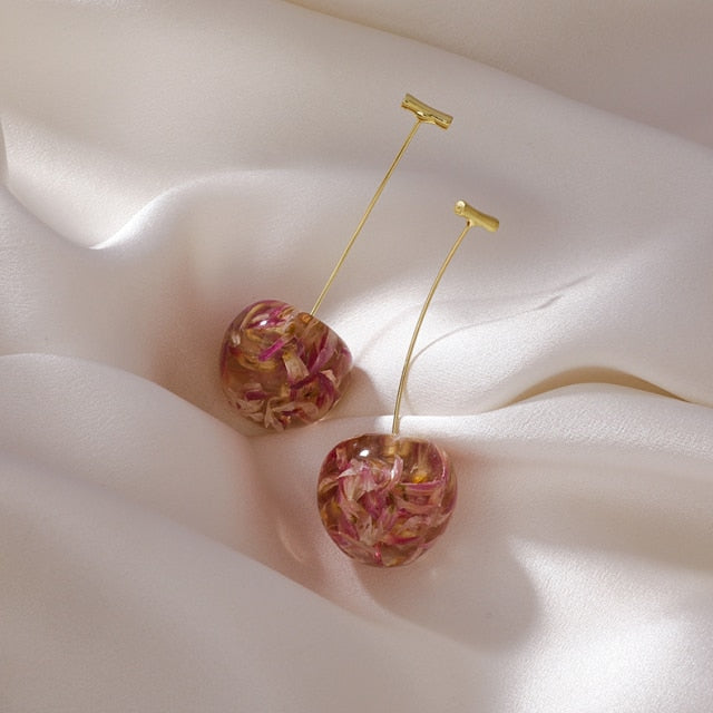 Realistic Cherry Drop Earrings - Floral Fawna