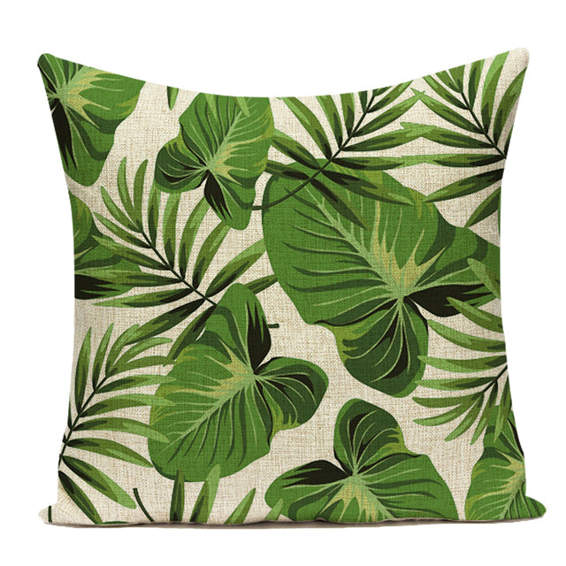 Palm Leaf Cushion Covers - Floral Fawna