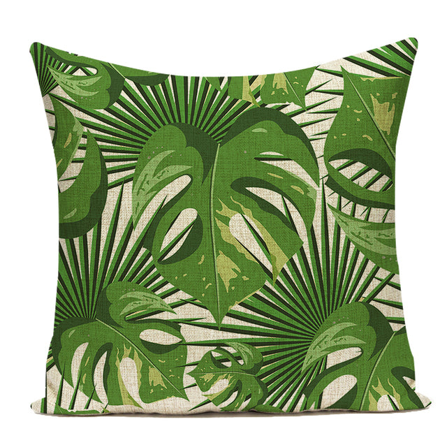 Palm Leaf Cushion Covers - Floral Fawna