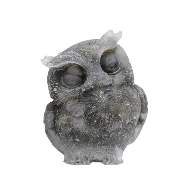 Natural Crystal Quartz Owl - Floral Fawna