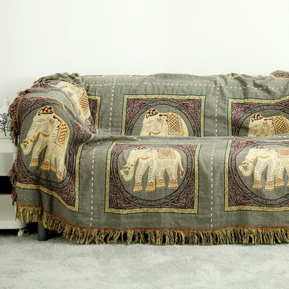 Elephant Tapestry Throw - Floral Fawna