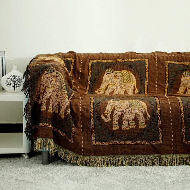 Elephant Tapestry Throw - Floral Fawna