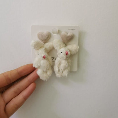 Kawaii Plush Bunny Earrings - Floral Fawna