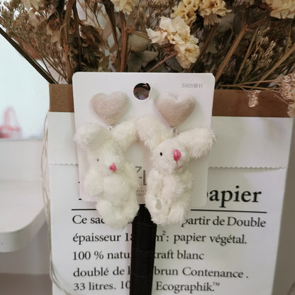 Kawaii Plush Bunny Earrings - Floral Fawna