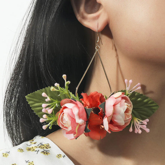 Bohemian Statement Flower Earrings - Floral Fawna