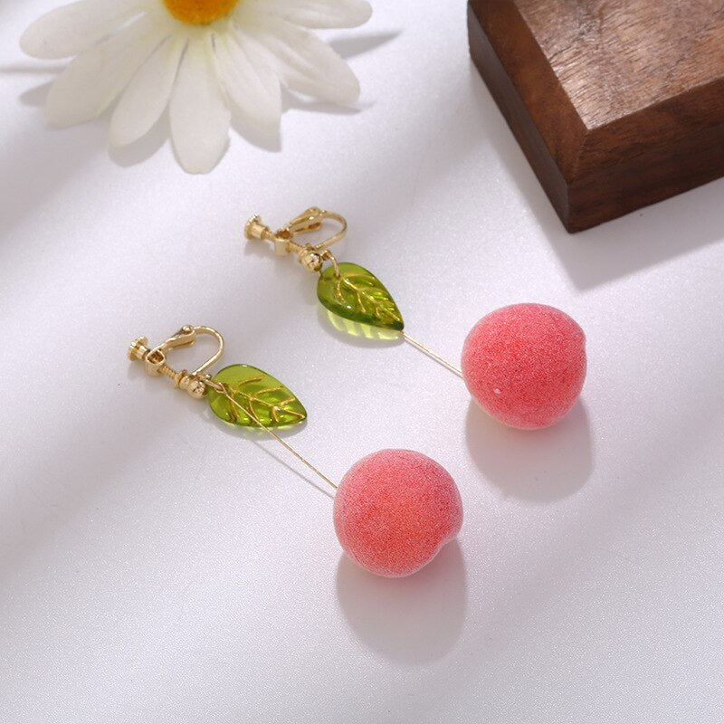 Fuzzy Peach Earrings - Floral Fawna