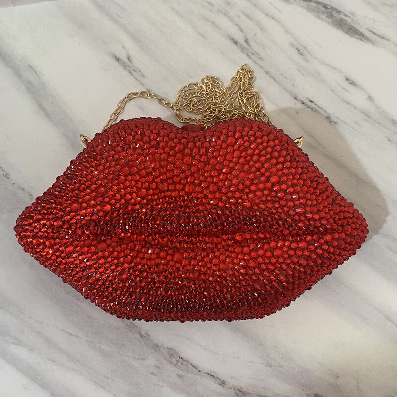 Glitzy Lip Shaped Shoulder Bag - Floral Fawna