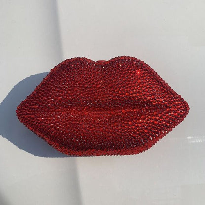 Glitzy Lip Shaped Shoulder Bag - Floral Fawna