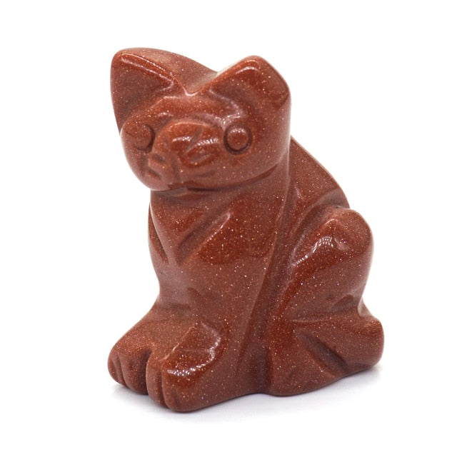 Carved Cat Crystal - Floral Fawna