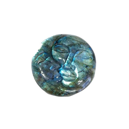 Labradorite Sun &amp; Moon Carving - Floral Fawna