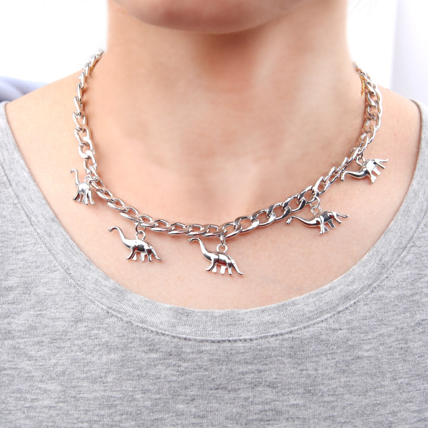 Brachiosaurus Chain Necklace - Floral Fawna