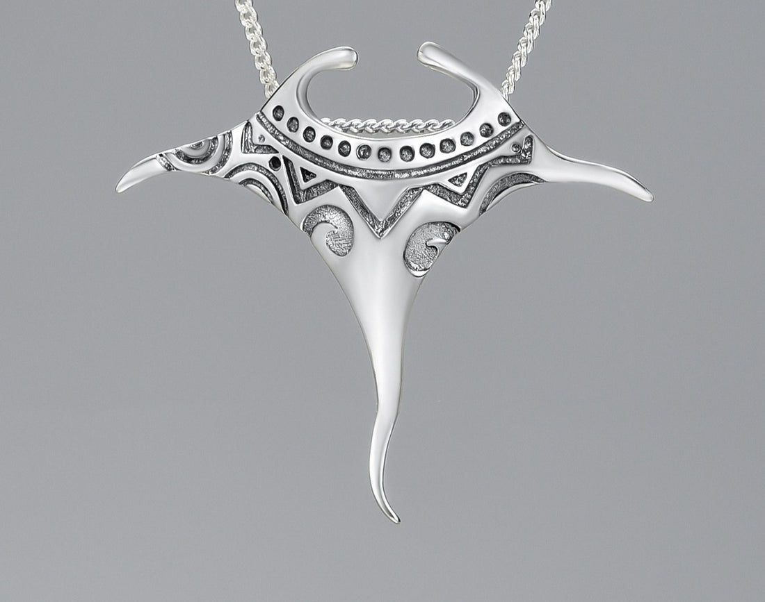 Sterling Silver Manta Ray Necklace - Floral Fawna