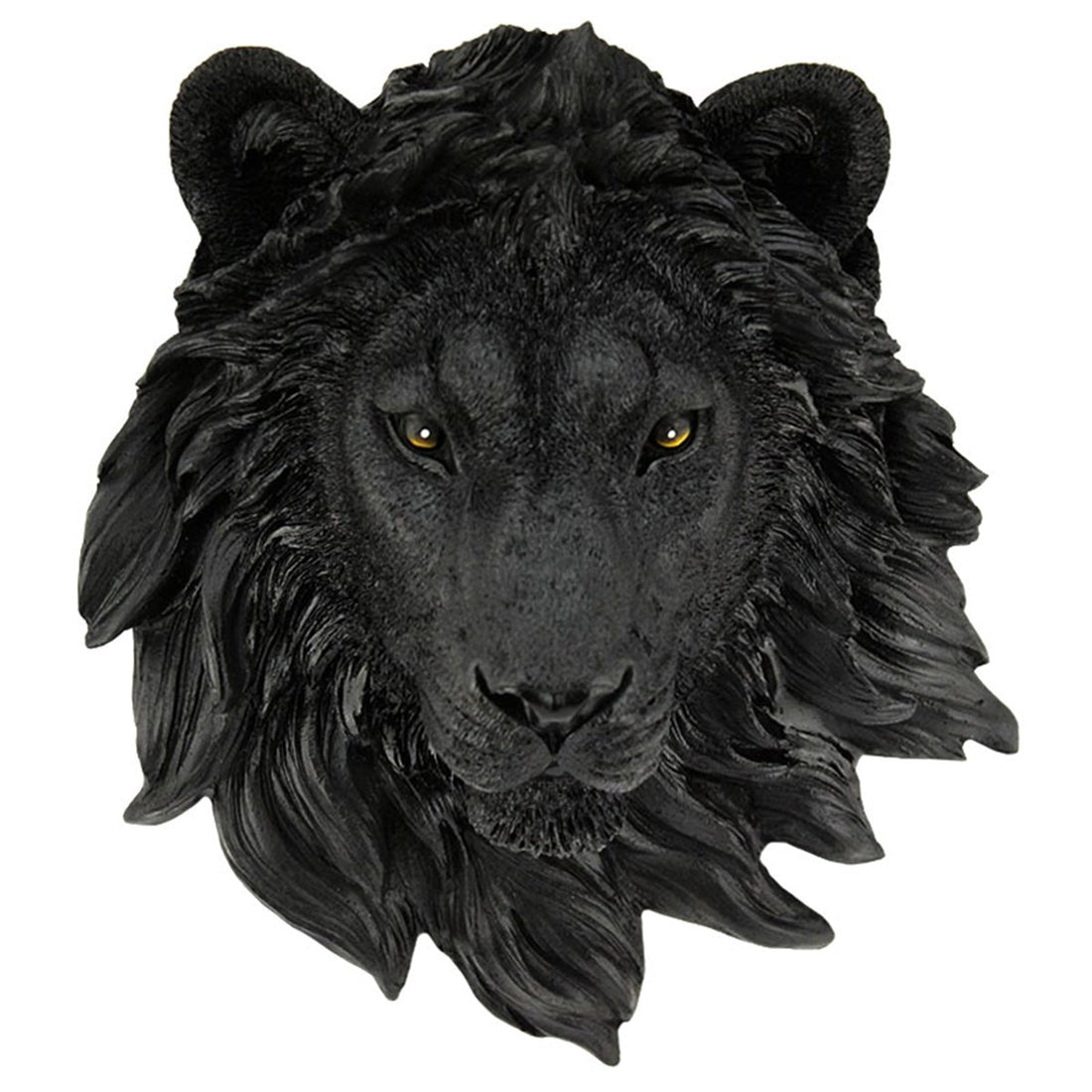 3D Black Lion Head Wall Hanging - Floral Fawna