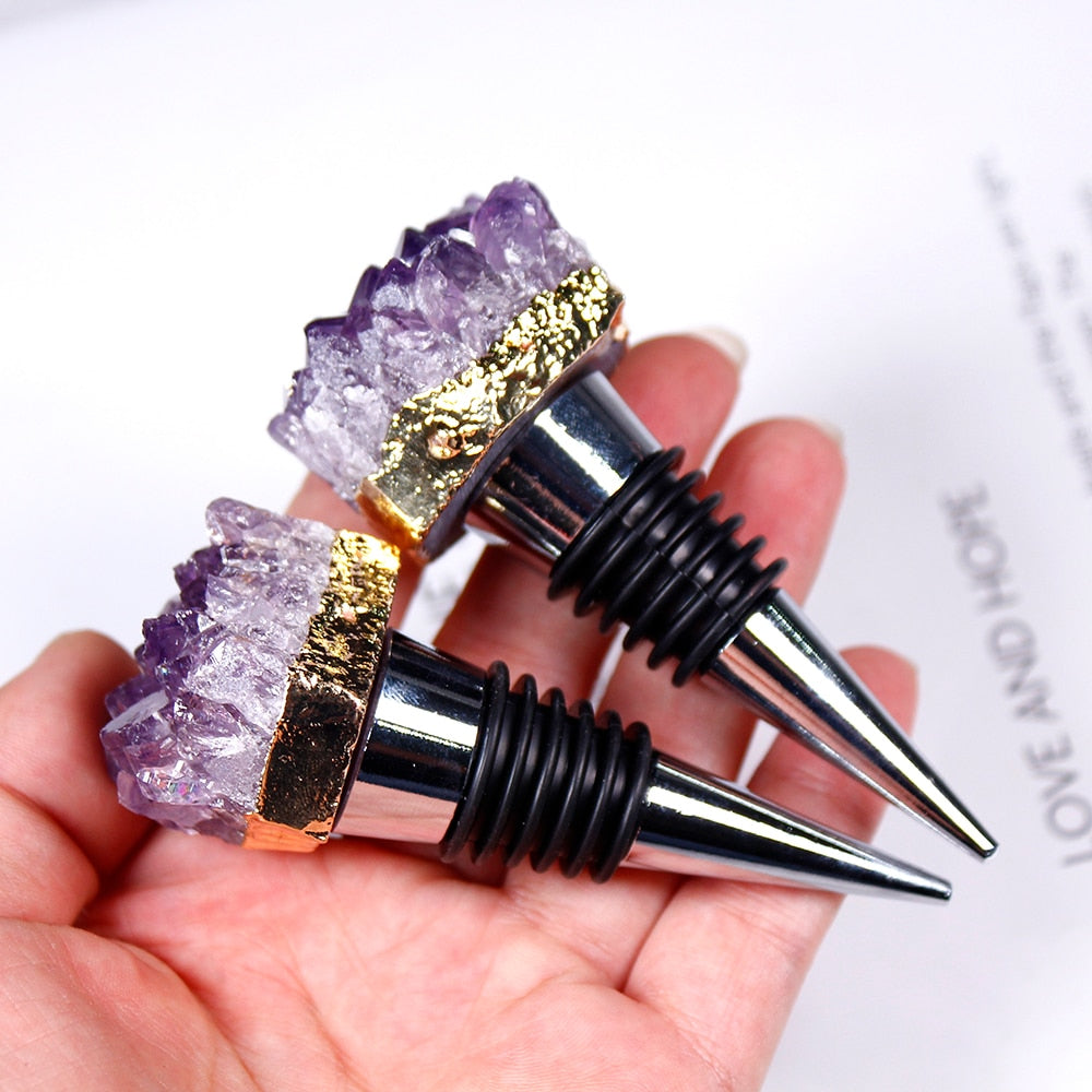 Amethyst Cluster Bottle Stopper - Floral Fawna