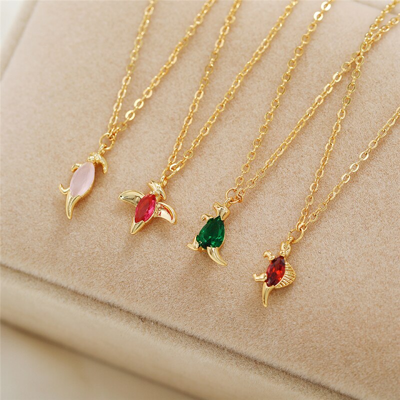 Dainty Dinosaur Necklace - Floral Fawna