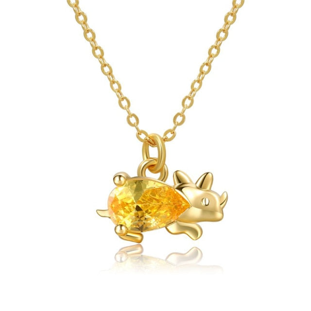 Dainty Dinosaur Necklace - Floral Fawna