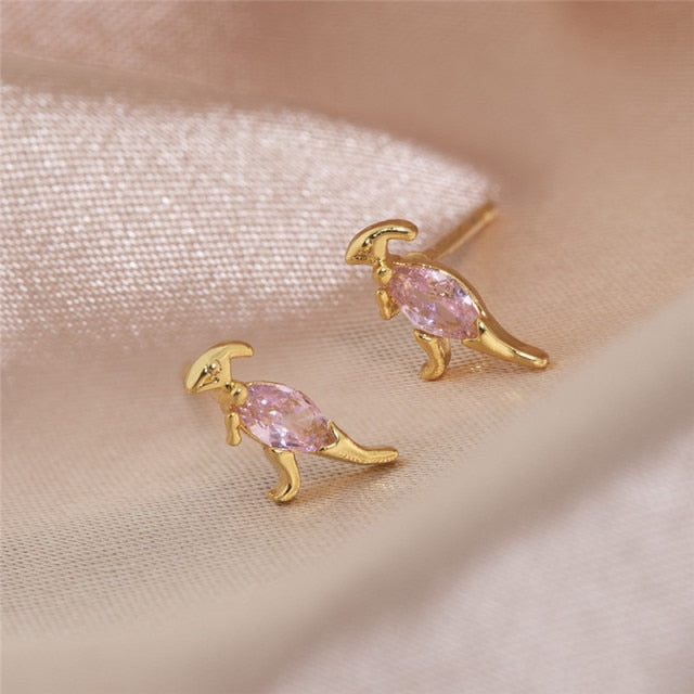 Dainty Dino Earrings - Floral Fawna