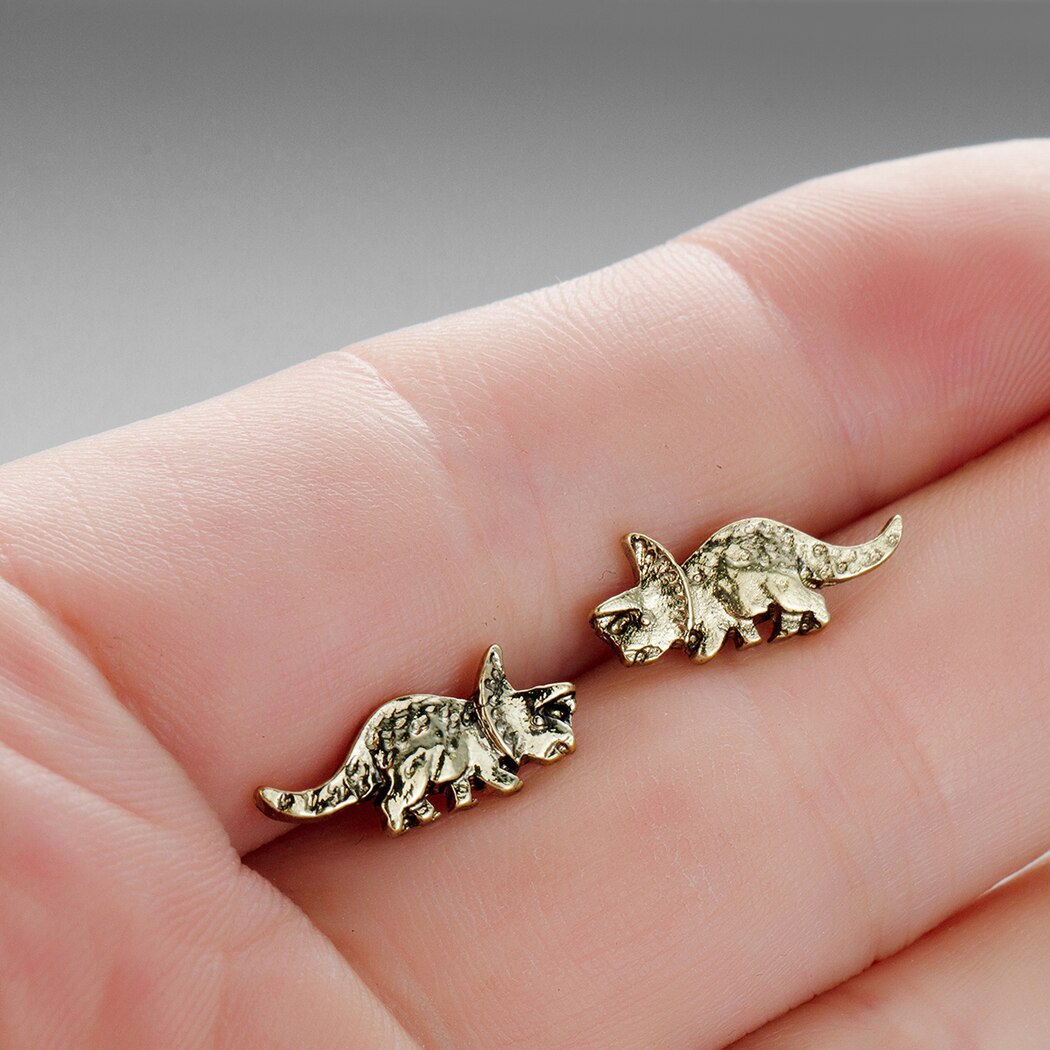 Triceratops Dinosaur Earrings - Floral Fawna