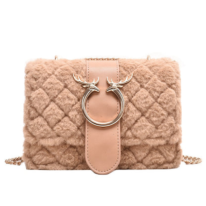 Faux Fur Deer Crossbody Bag - Floral Fawna