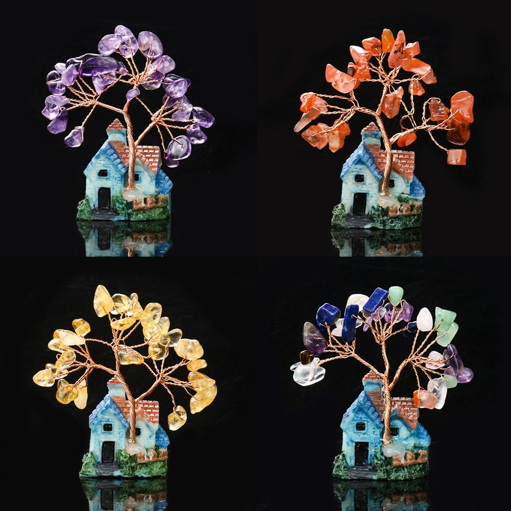 Amethyst Tree House Ornament - Floral Fawna