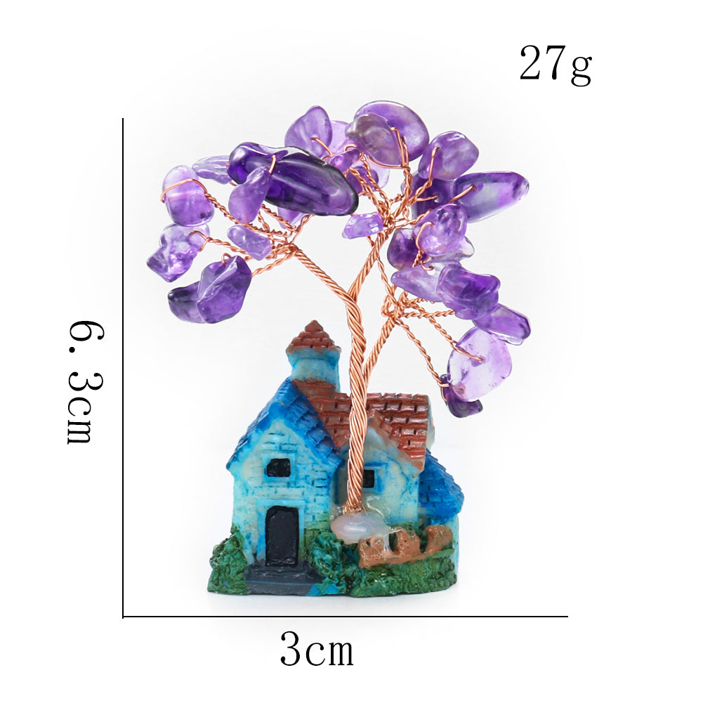 Amethyst Tree House Ornament - Floral Fawna