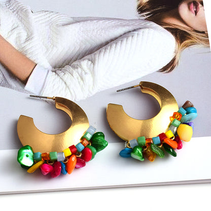 Statement Beaded Hoops - Floral Fawna