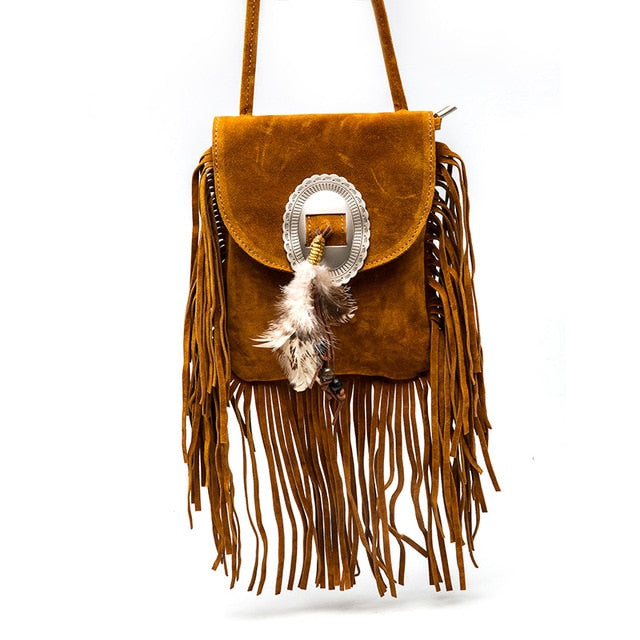 Boho Tassel Feather Bag - Floral Fawna