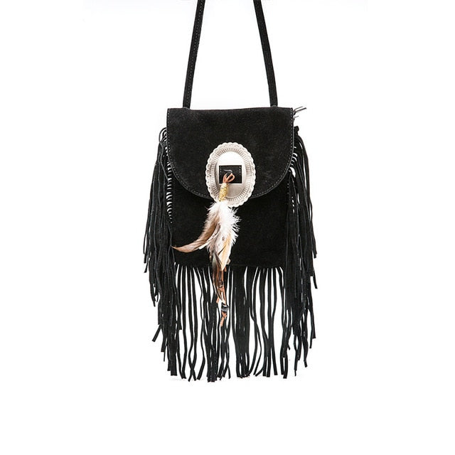 Boho Tassel Feather Bag - Floral Fawna