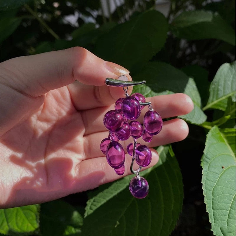 Grape Drop Earrings - Floral Fawna